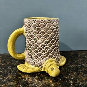 Large Handmade Turtle Design Ceramic Mug
